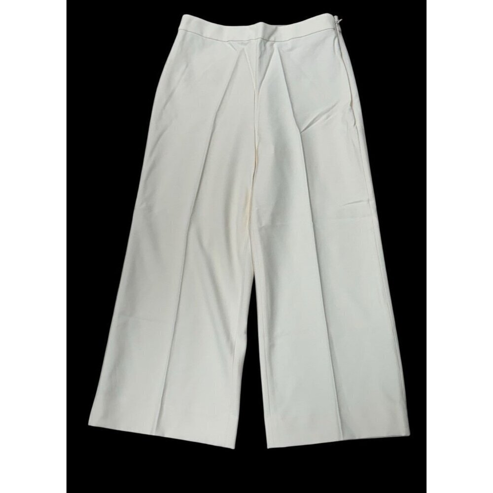 REBECCA TAYLOR Sz 8 Crop Pants Vanilla Off White Wide Leg Trouser Capsule Office